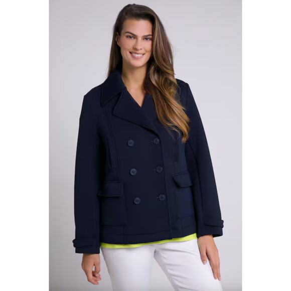 Ulla Popken Jackets & Blazers - Ulla Popken Scuba Fabric Double Breasted Peacoat Jacket Size 24/26 Classic